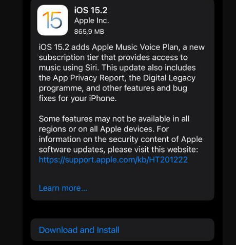 Apple veröffentlicht iOS 15.2.